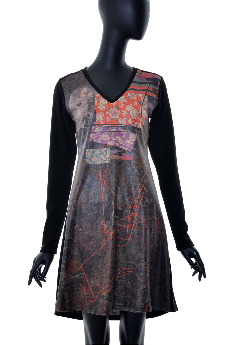 Robe évasée manches longues