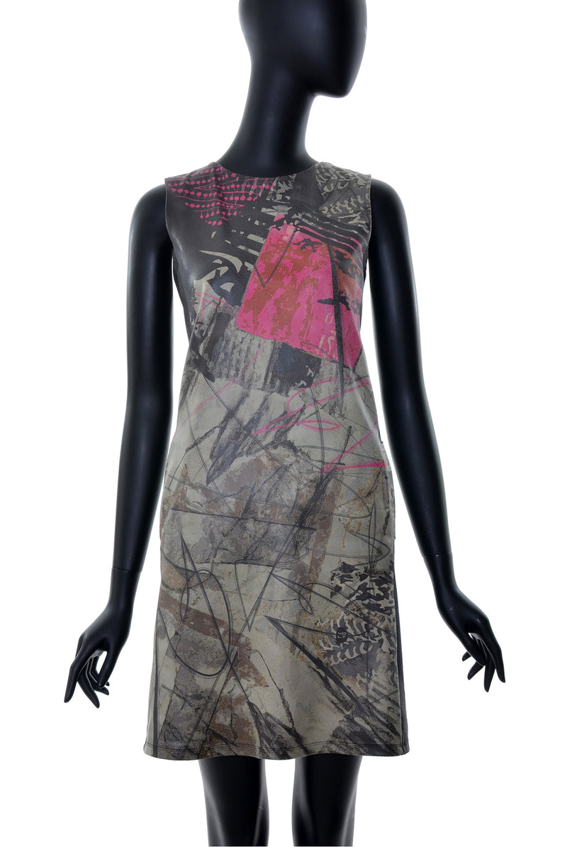 Robe Droite Texture Cuir Avec Poches