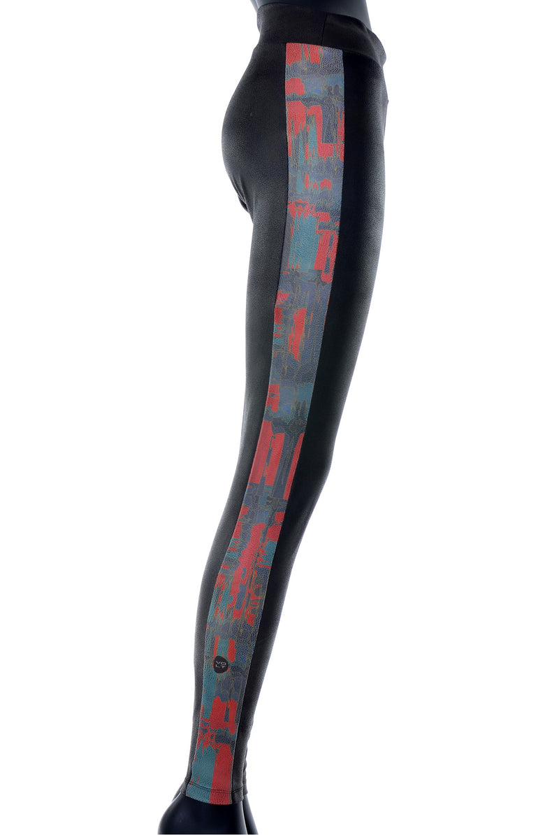 Legging à Bande Texture Cuir