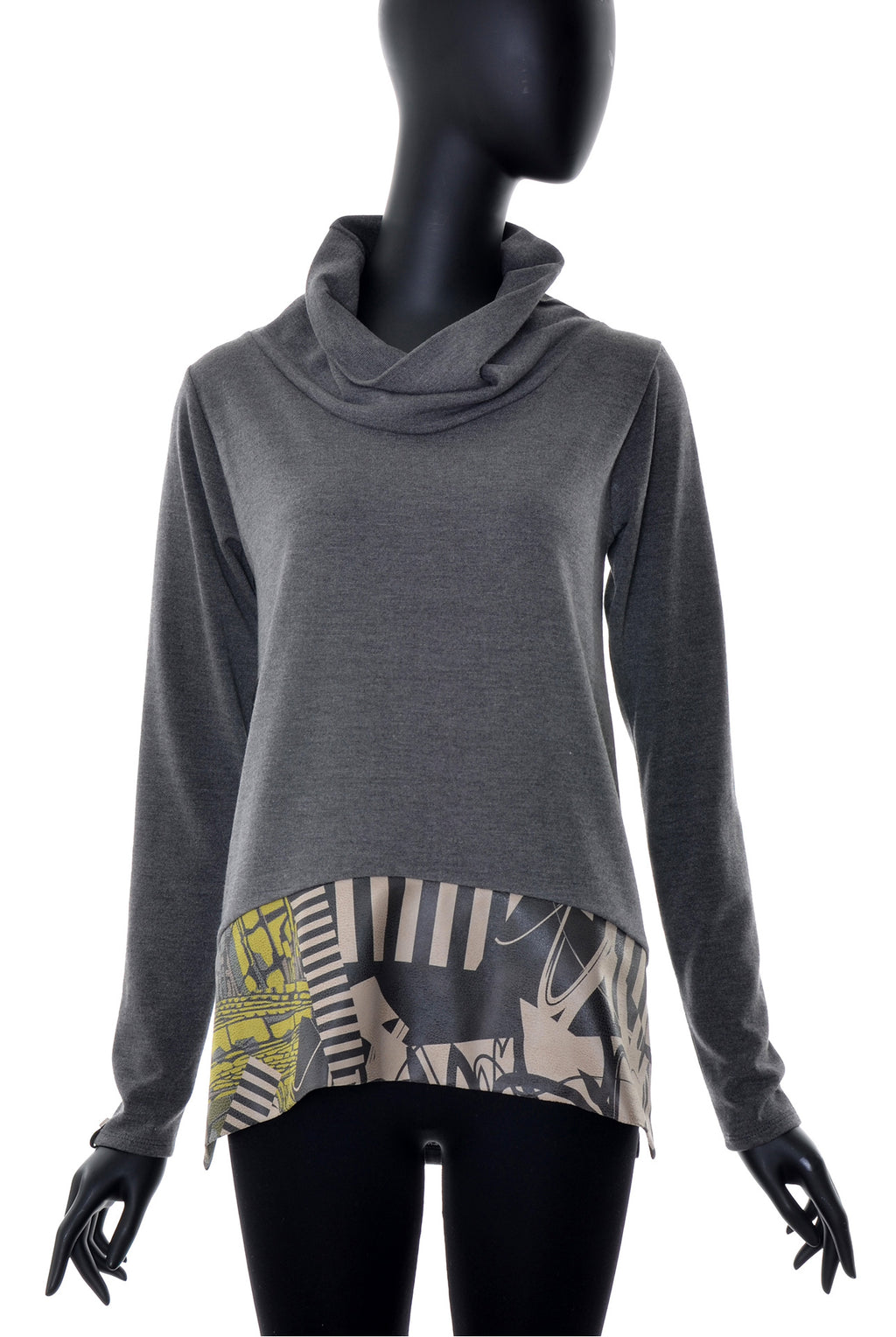 Pull Col Châle à Bande Imprimée