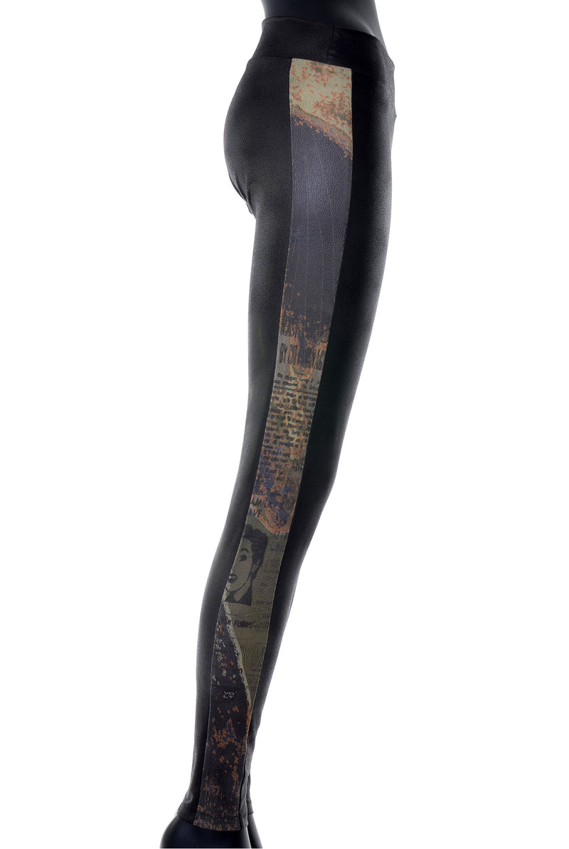 Legging à Bande Texture Cuir