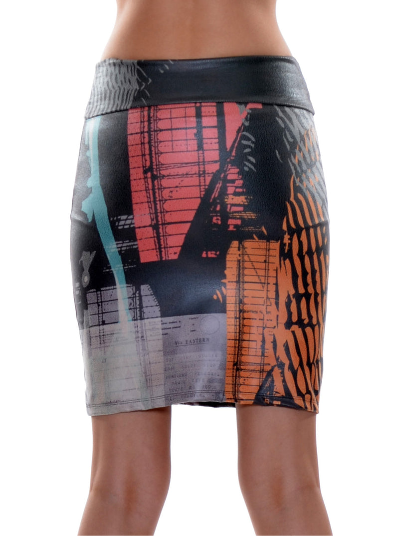 Jupe droite cuir «vegan» no.405